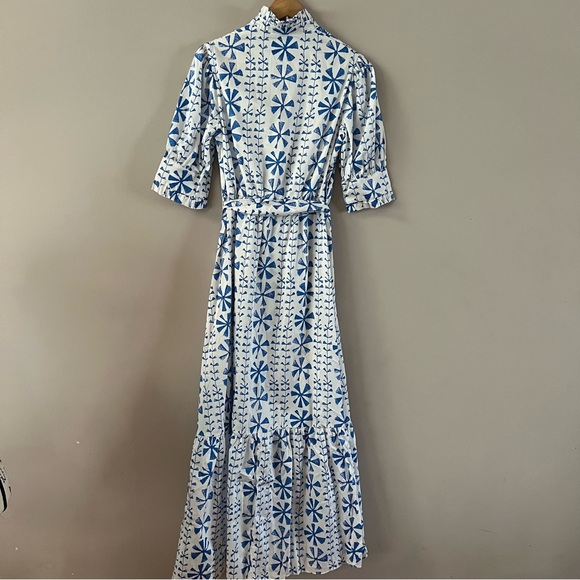 Borgo de nor Marni cotton midi shirt dress size 2 floral vine blue white print - Picture 10 of 16